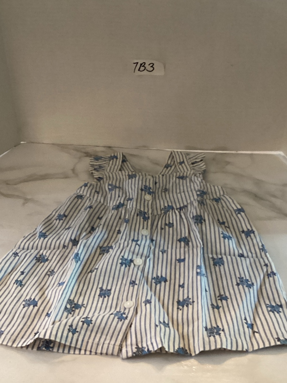 H&M Blue and White Striped Floral Button-Front Skirt